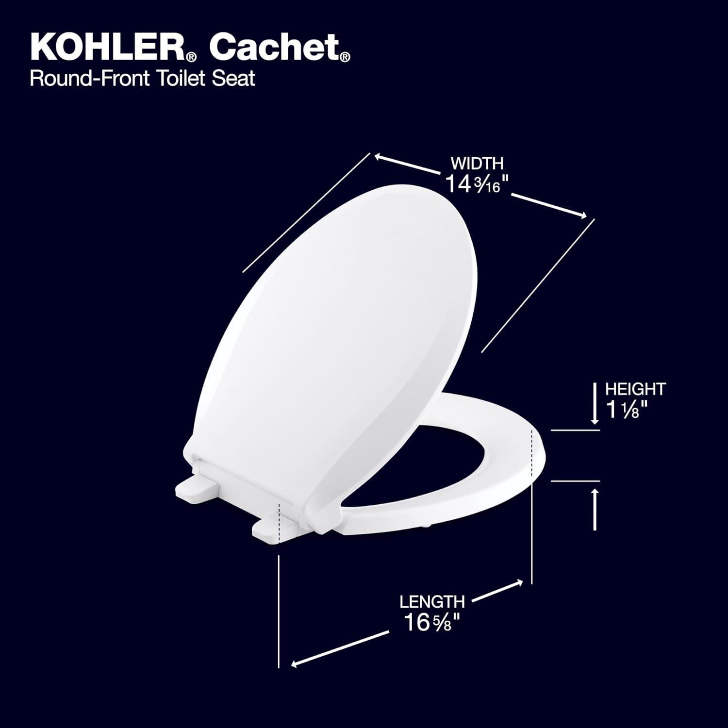 Cachet Round-Front Toilet Seat with Quiet-Close Lid and Seat and Grip-Tight Bumpers