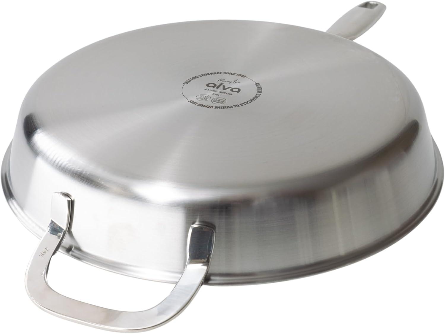 Alva Cookware Maestro 5-Ply Stainless Steel Frying Pan, Durable Induction Pan, Non Toxic Cookware, Stay Cool Handle