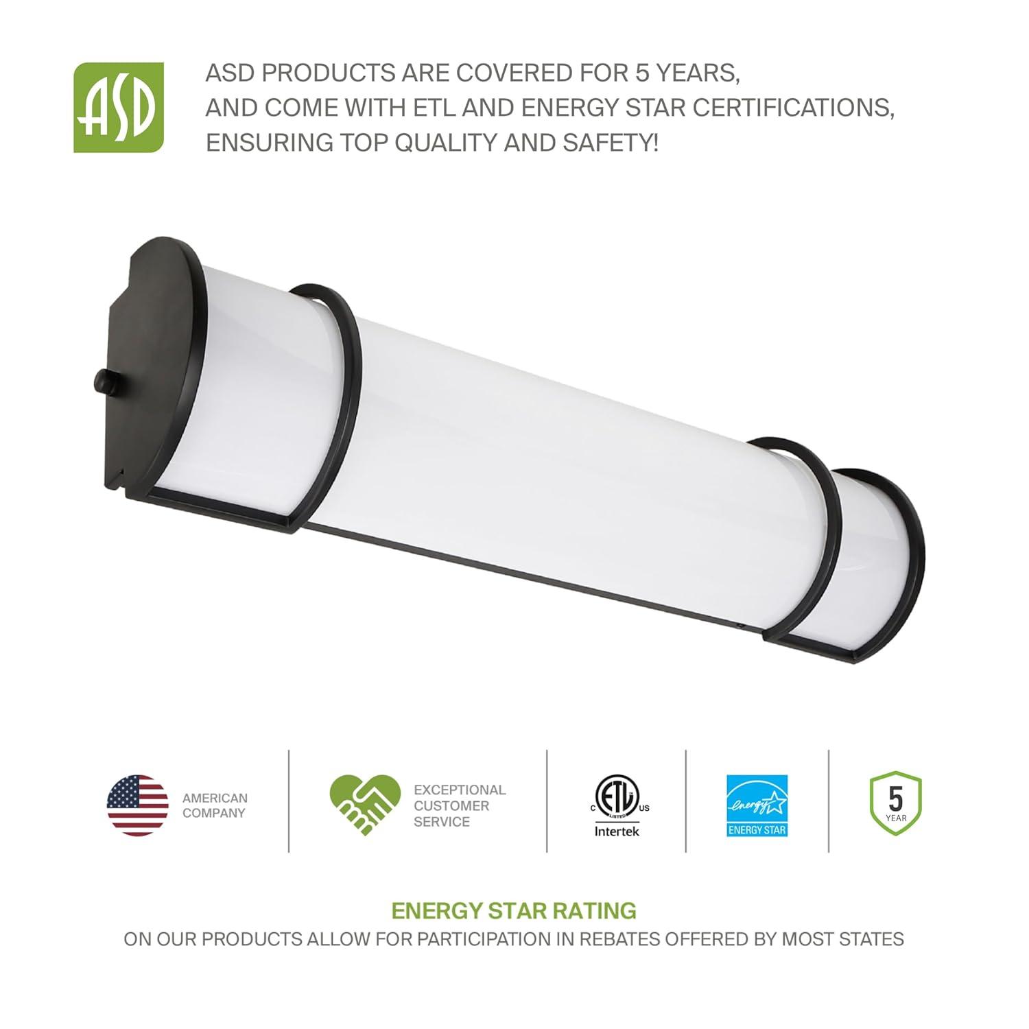 ASD LED 18 Inch Wall Mount Vanity Lighting Fixture | 20W 1650LM 3000K-5000K 120V | 3CCT, Dimmable, Energy Star, ETL Listed | Bathroom Linear Light Bar, Long Tube Bath Sconce | Dark Bronze