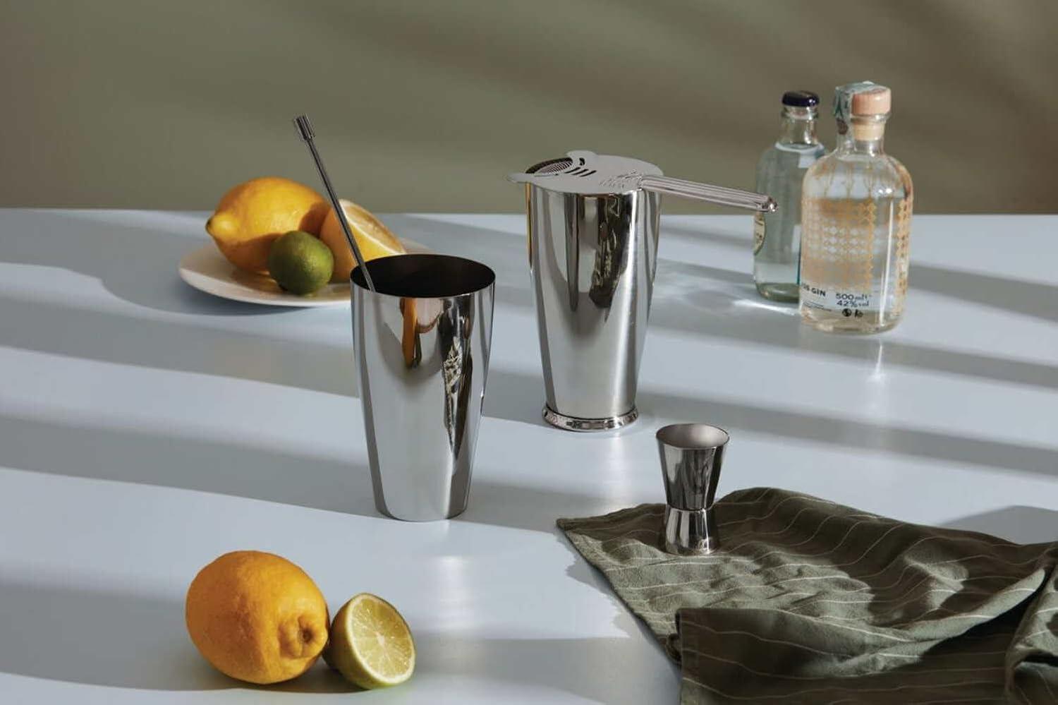 Alessi Silver Stainless Steel Boston Cocktail Shaker Set