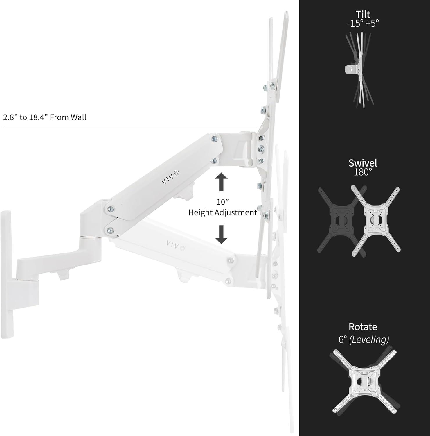 White Premium Aluminum Full-Motion TV Wall Mount for 23" to 55" Screens