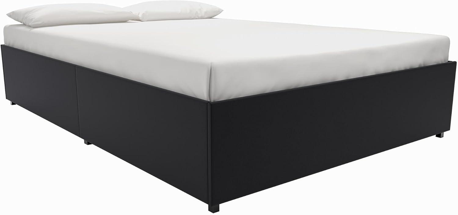 DHP Maven Platform Bed with Storage, Queen, Black Faux Leather