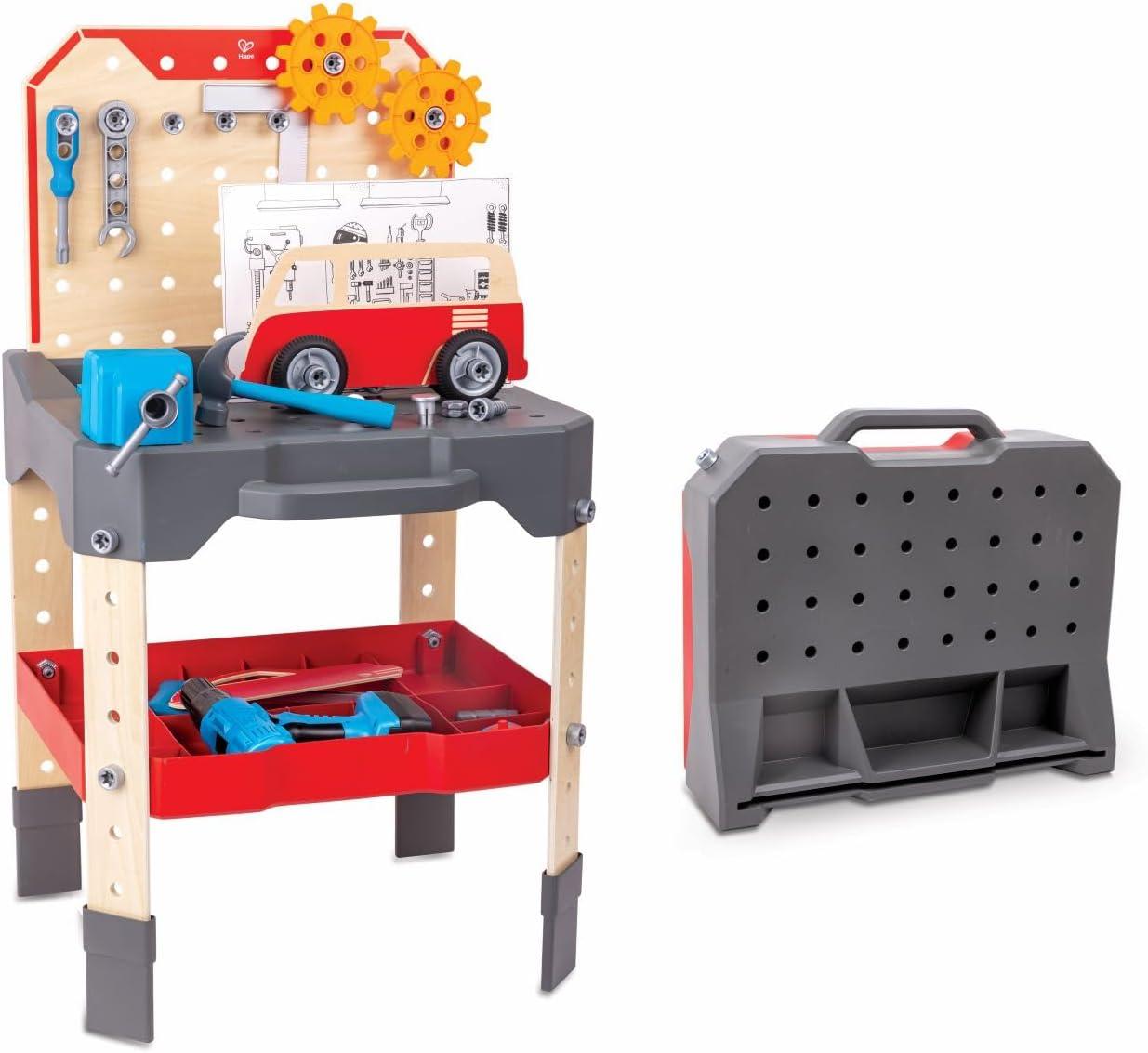 Hape: Junior Inventor: Vehicle Service & Repair Workbench - 71pc, Ages 3+