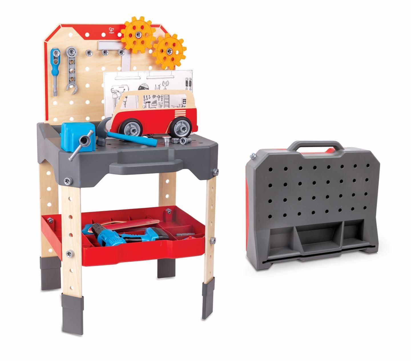 Hape: Junior Inventor: Vehicle Service & Repair Workbench - 71pc, Ages 3+