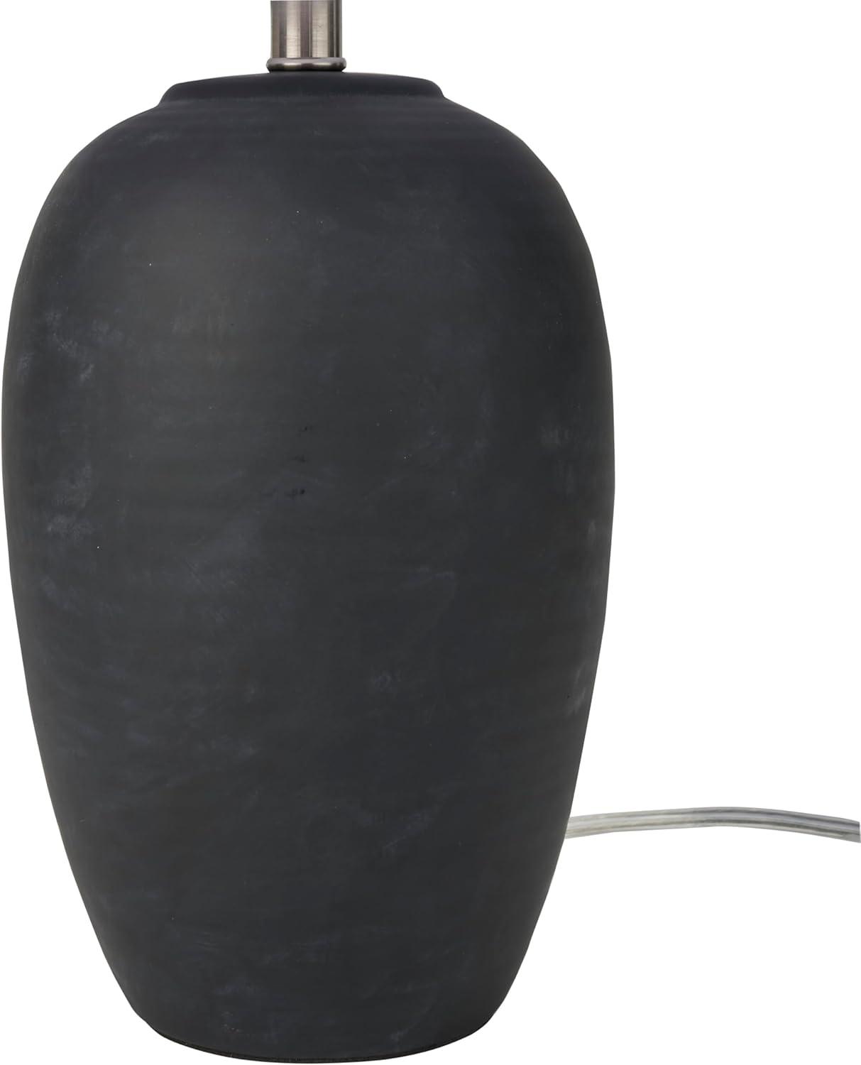 23" Black Ceramic Pot Table Lamp with White Drum Shade