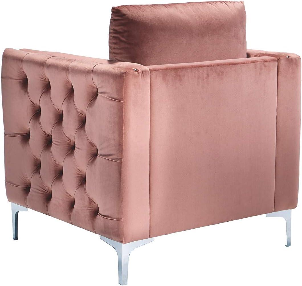 OUWI Lizmont Modern Glam Accent Chair with Nailhead Trim, Pink