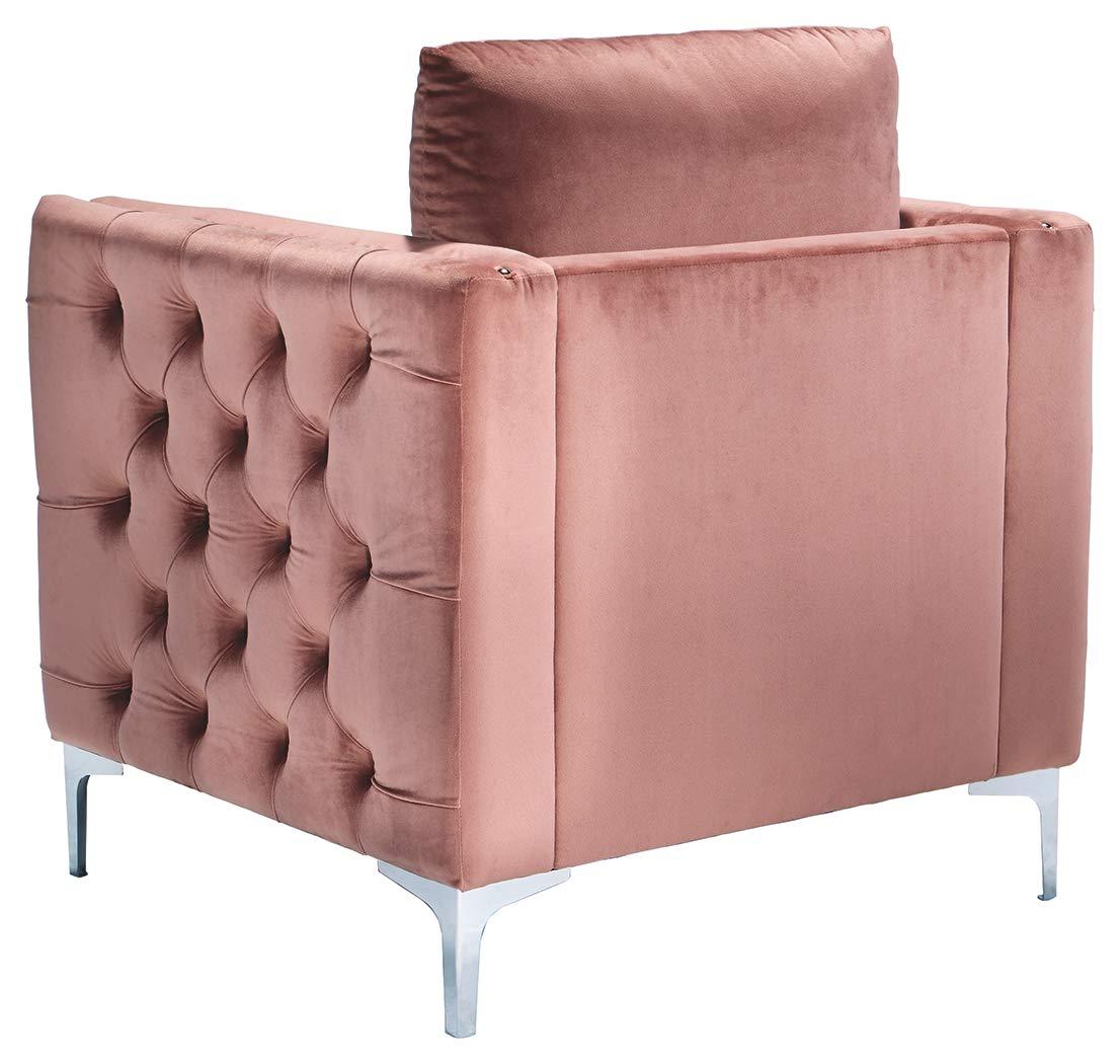 OUWI Lizmont Modern Glam Accent Chair with Nailhead Trim, Pink