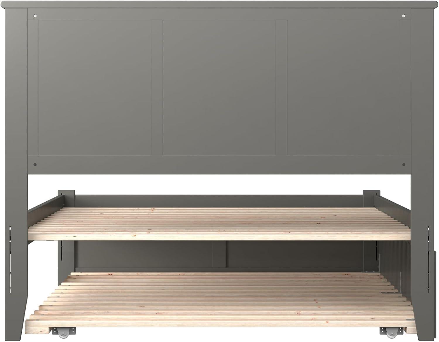 Madison Full Platform Bed with Flat Panel Foot Board and Full Size Urban Trundle Bed in Grey