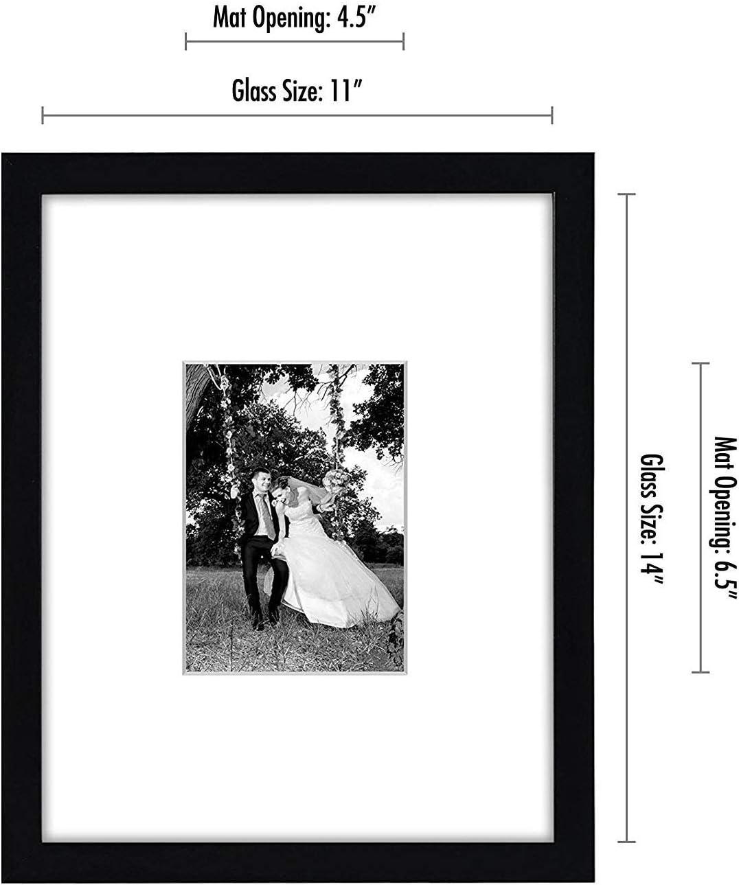 Americanflat 11x14 Picture Frame in Black - Displays 5x7 With Mat and 11x14 Without Mat - Composite Wood with Shatter Resistant Glass