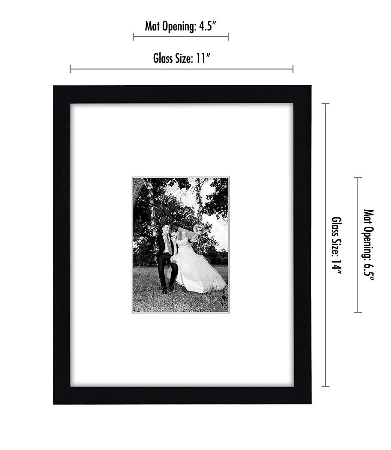 Americanflat 11x14 Picture Frame in Black - Displays 5x7 With Mat and 11x14 Without Mat - Composite Wood with Shatter Resistant Glass