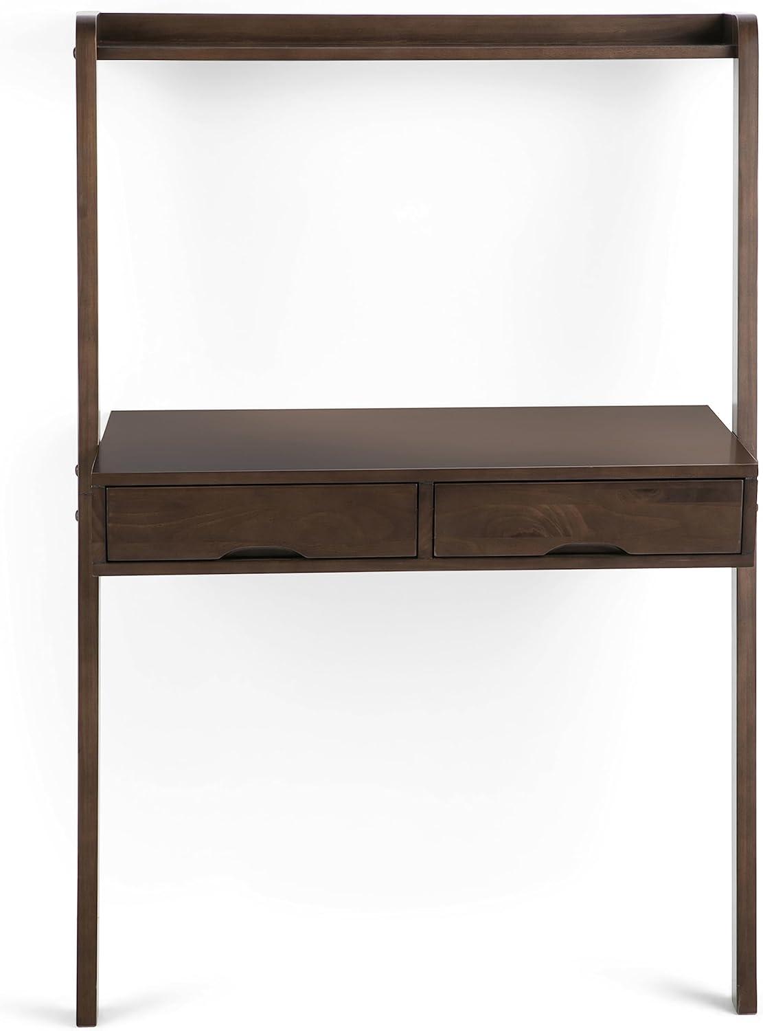 36" Darren Solid Wood Desk Warm Walnut - WyndenHall: Compact, Space-Saving Design with Storage