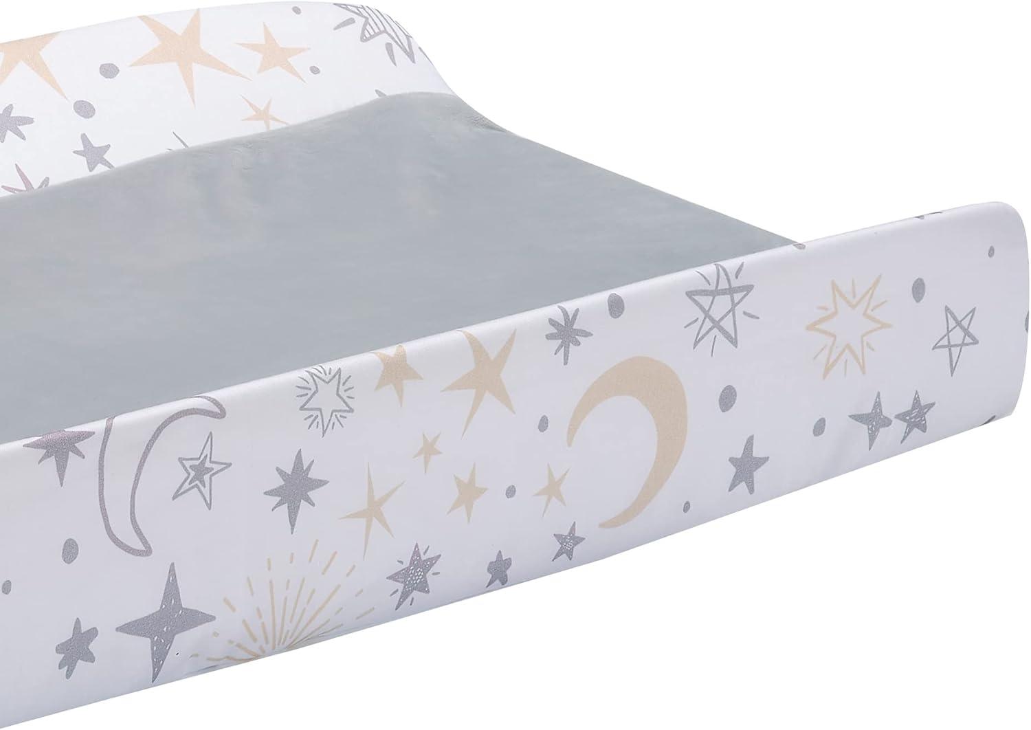 Lambs & Ivy Goodnight Moon White/Gray Changing Pad Cover - Moons/Stars