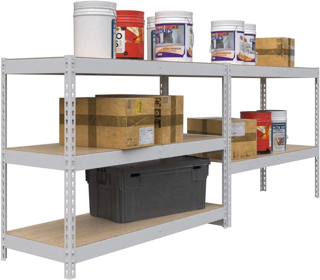 Modular White Steel Rivet Garage Shelving Unit 60" x 72"