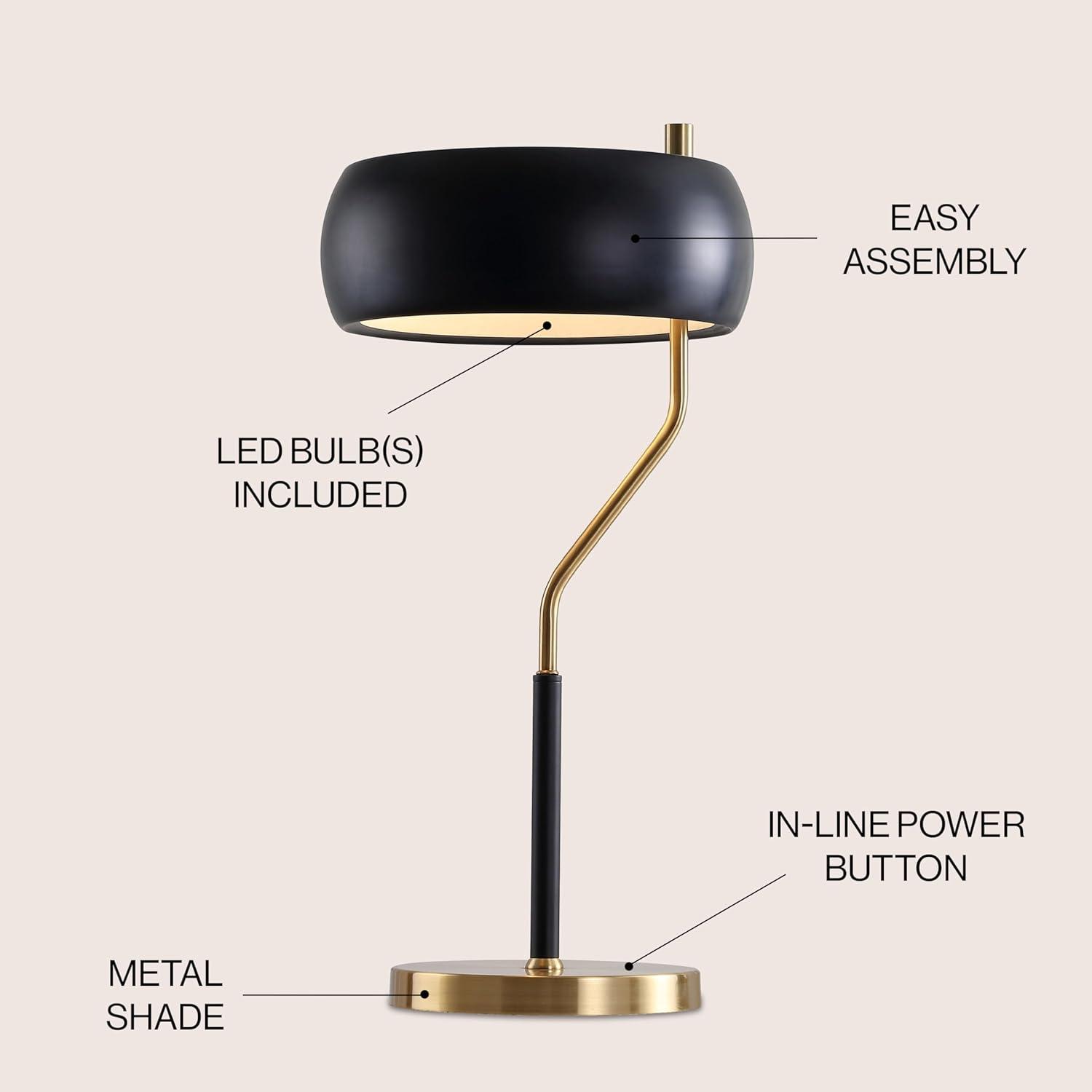 22.5" Black and Brass Gold Metal Desk Lamp with LED Bulb