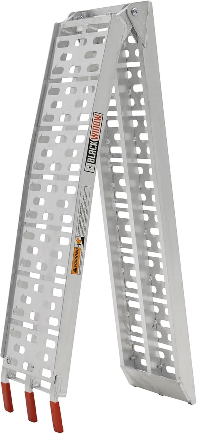 Black Widow Black Widow Aluminum Folding Motorcycle Ramp Arched Plate, Single Runner, Silver