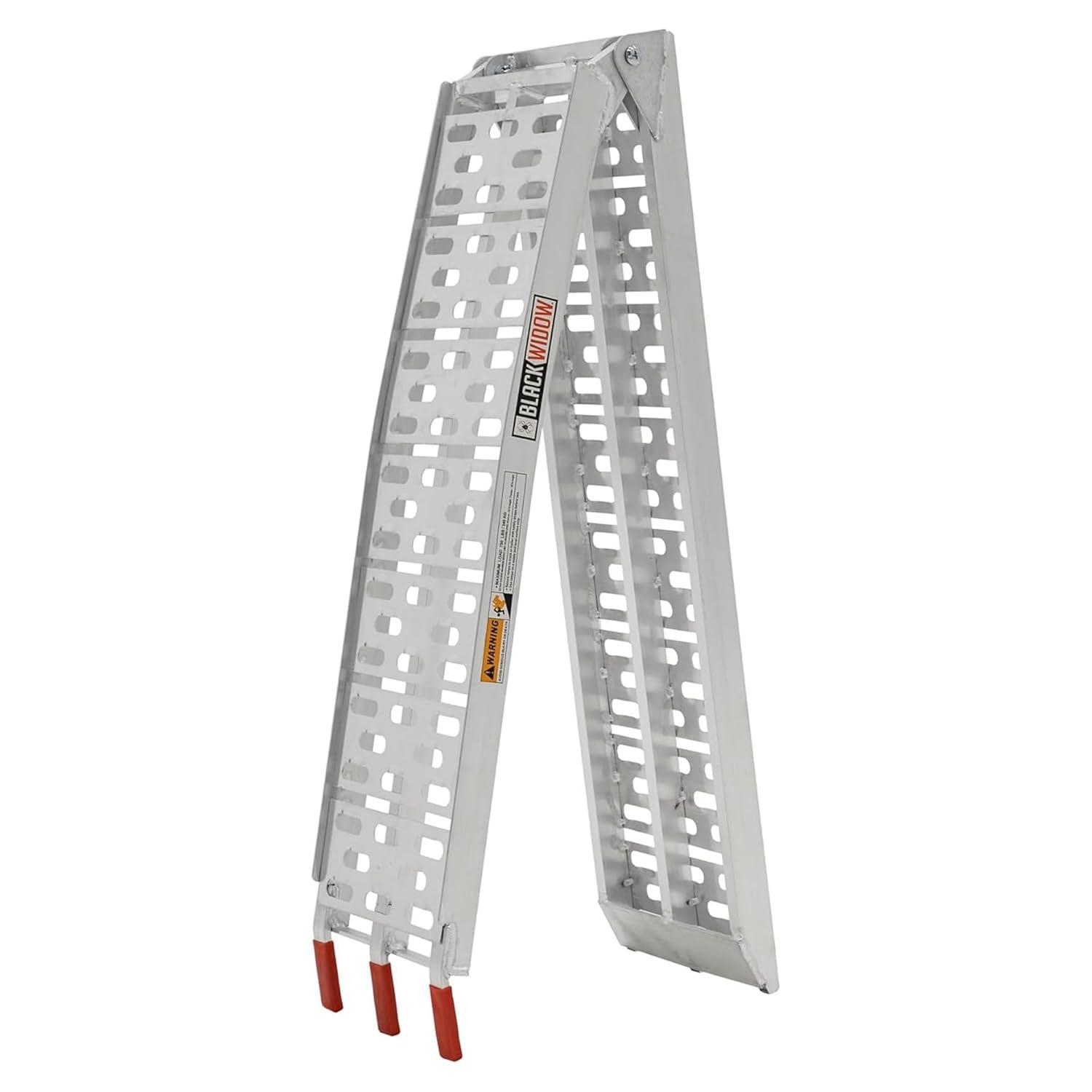 Black Widow Black Widow Aluminum Folding Motorcycle Ramp Arched Plate, Single Runner, Silver