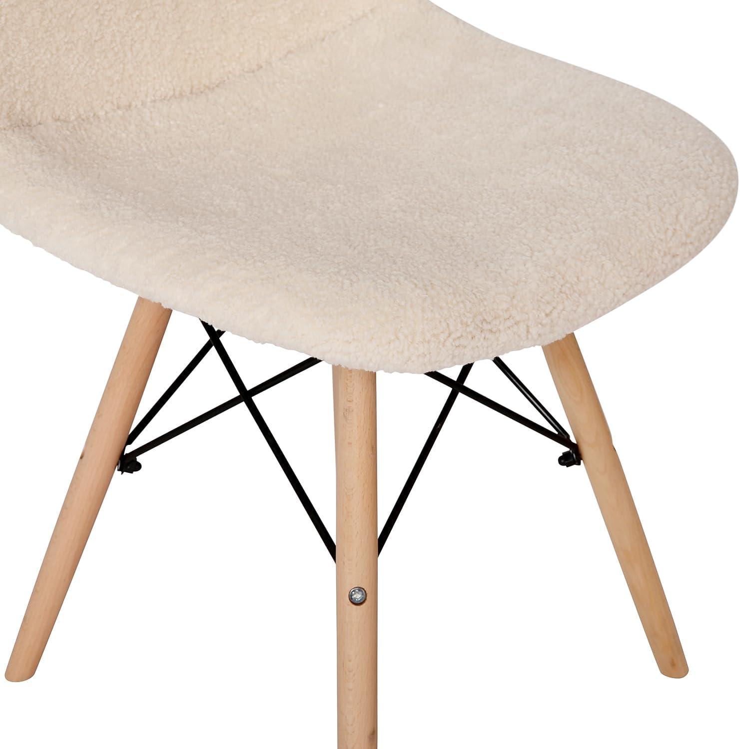 Caroline Armless Faux Shearling Faux Shearling Chairs with Modern Wooden Legs