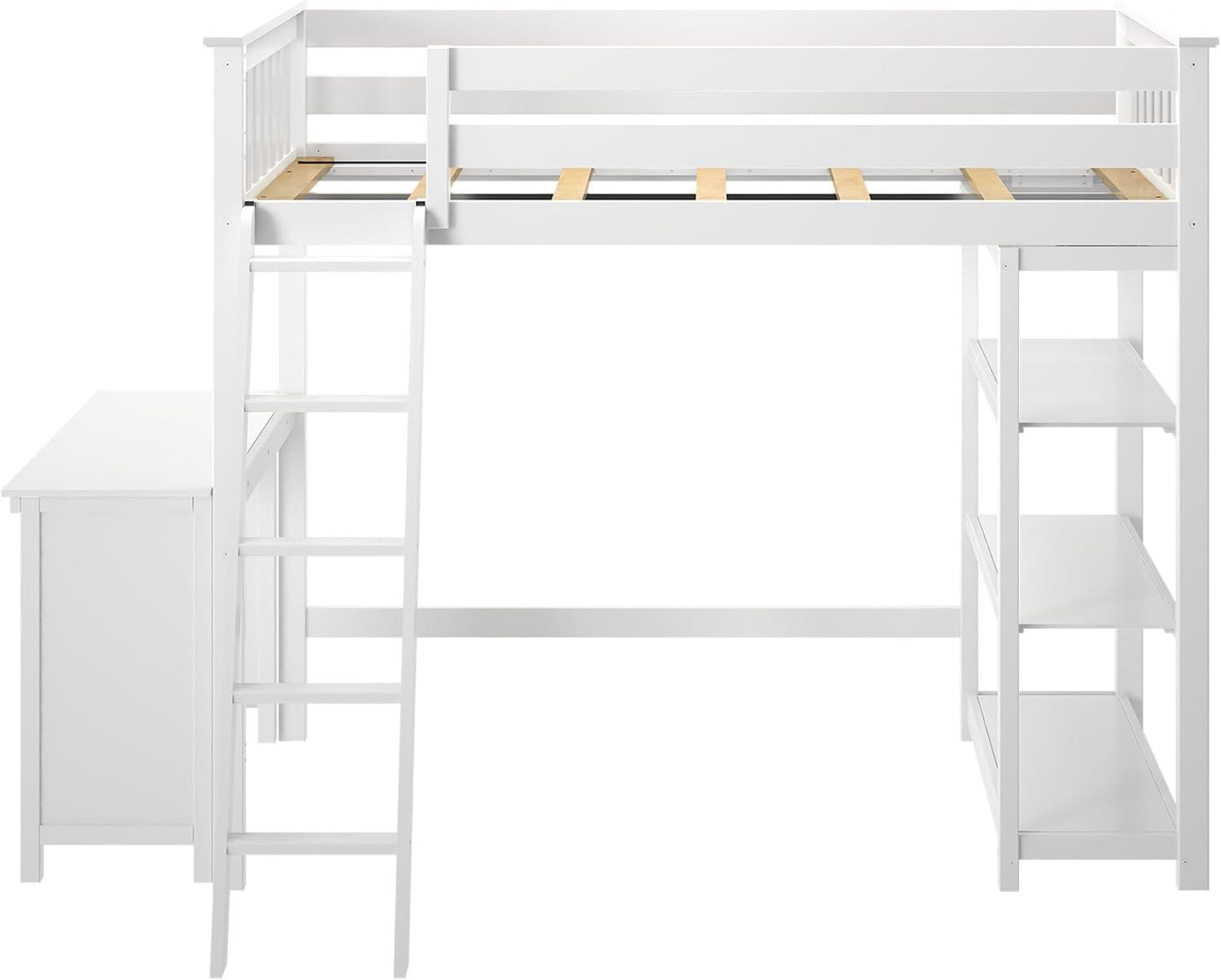 Max & Lily Twin High Loft Bed with Bookcase and Desk