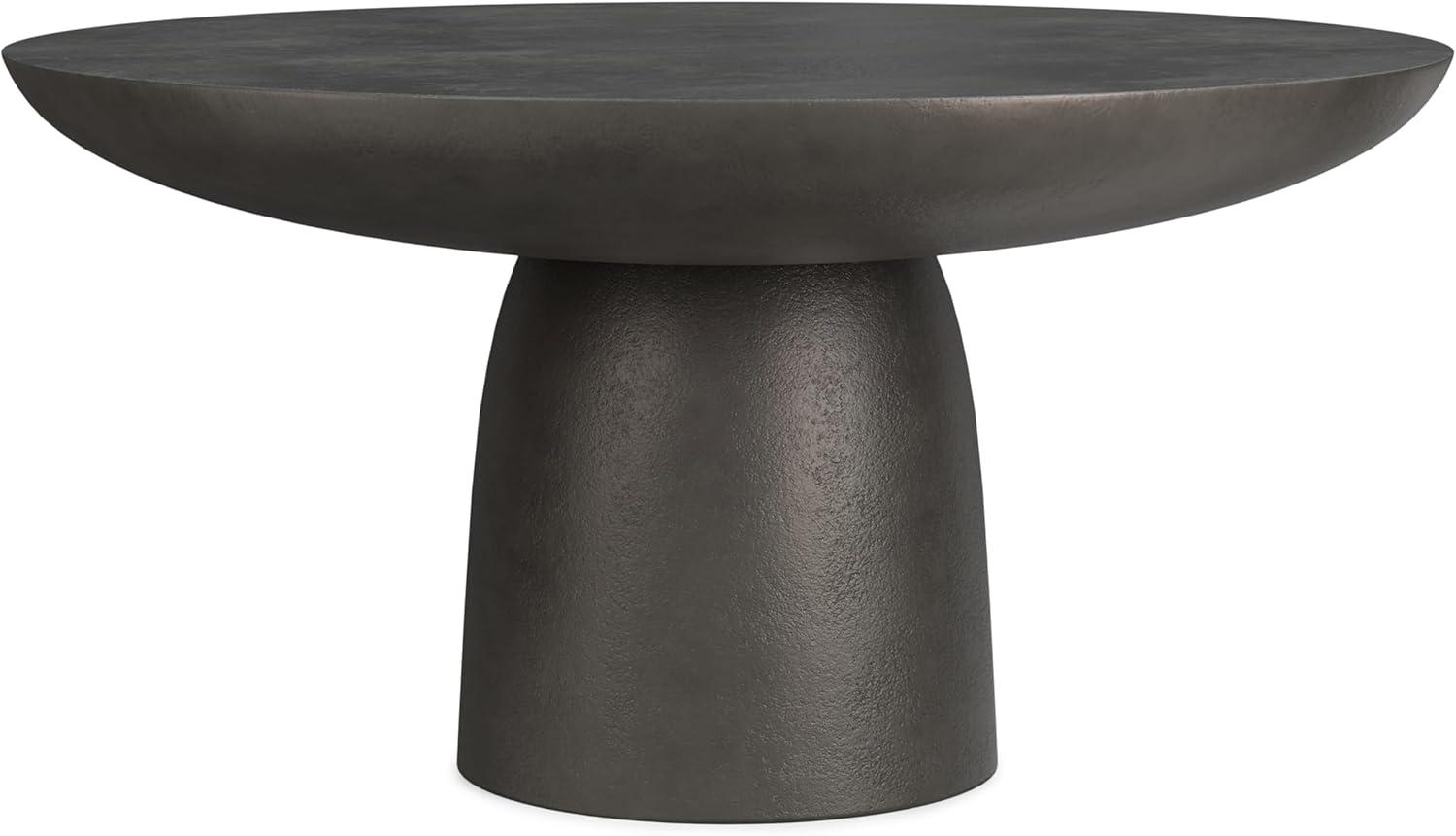 Simpli Home Alexa 30"W Cast Aluminum Mid-Century Modern Round Coffee Table with Pedestal Base, Fully Assembled