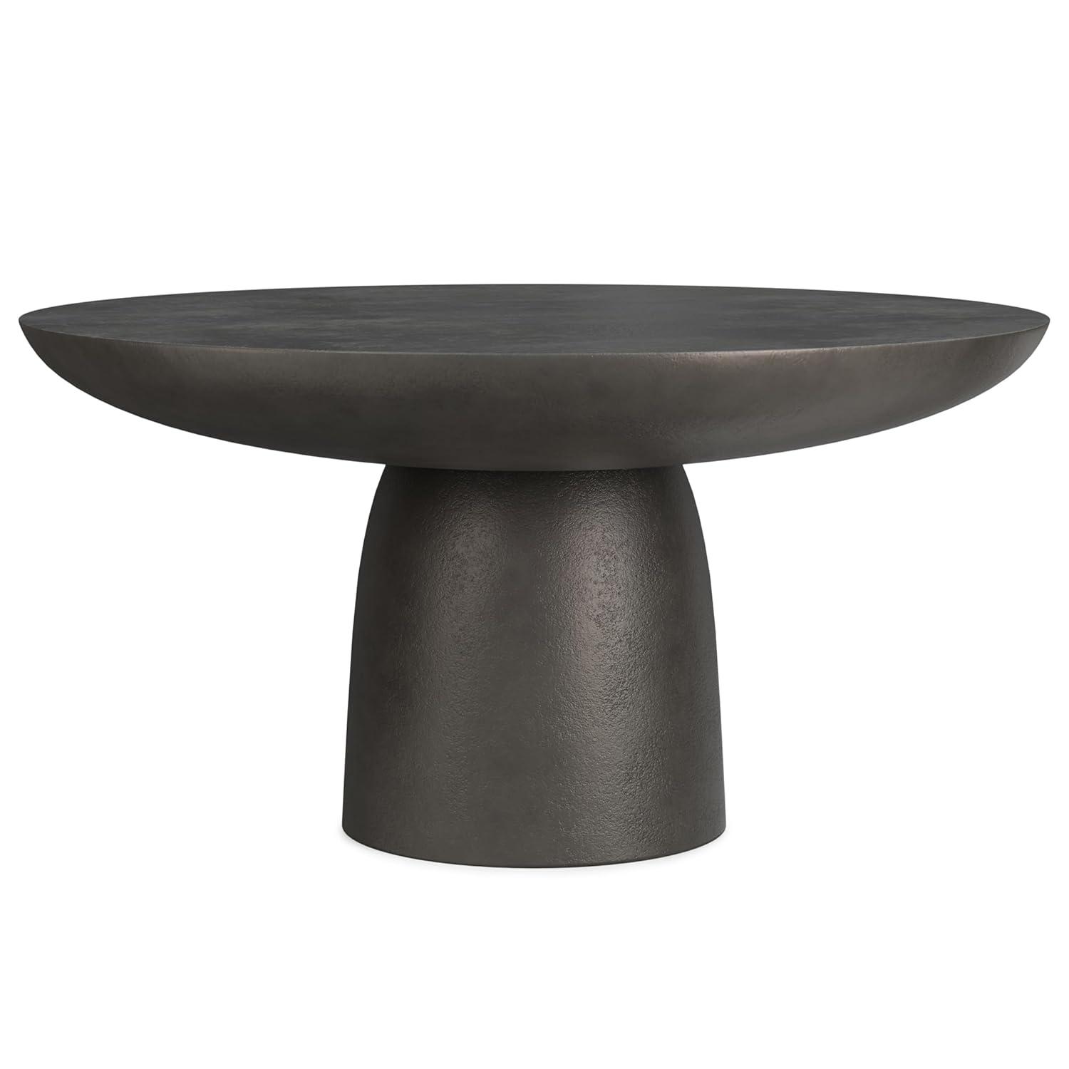 Simpli Home Alexa 30"W Cast Aluminum Mid-Century Modern Round Coffee Table with Pedestal Base, Fully Assembled