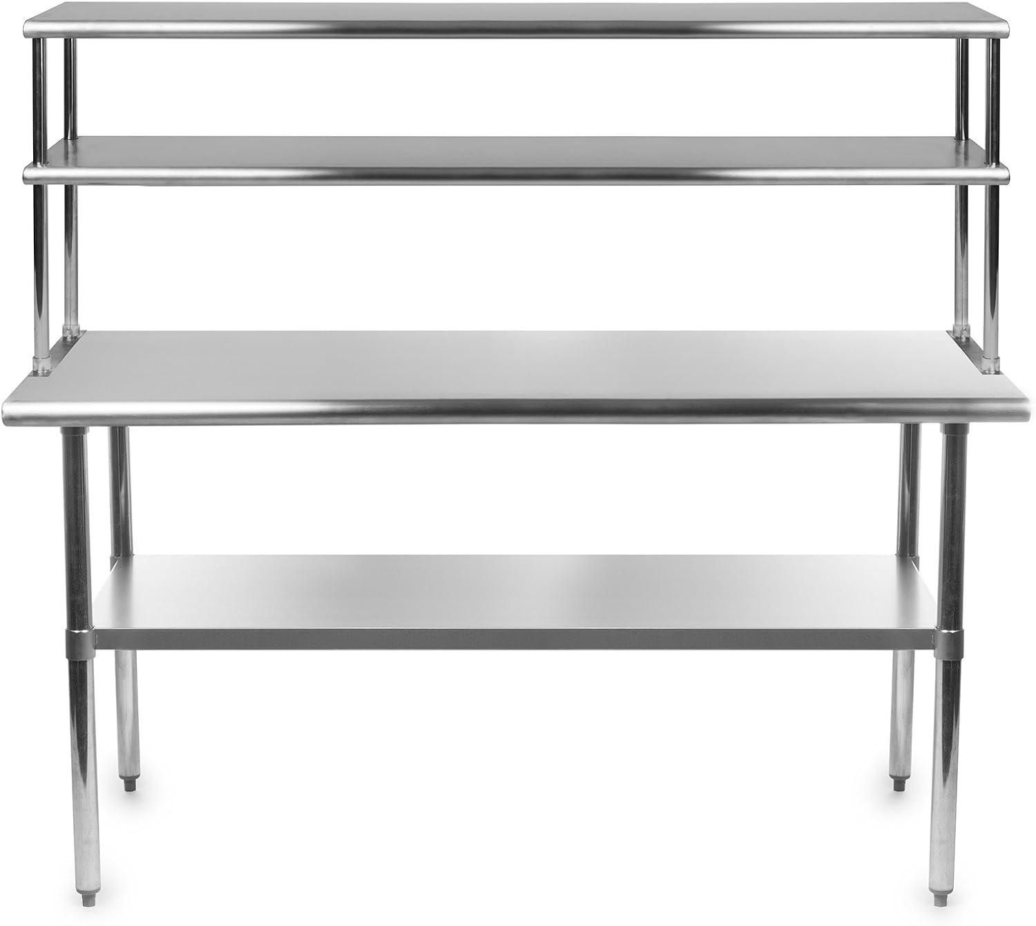 30" D x 34.5" H Stainless Steel Prep Station with Undershelf and Double Overshelf