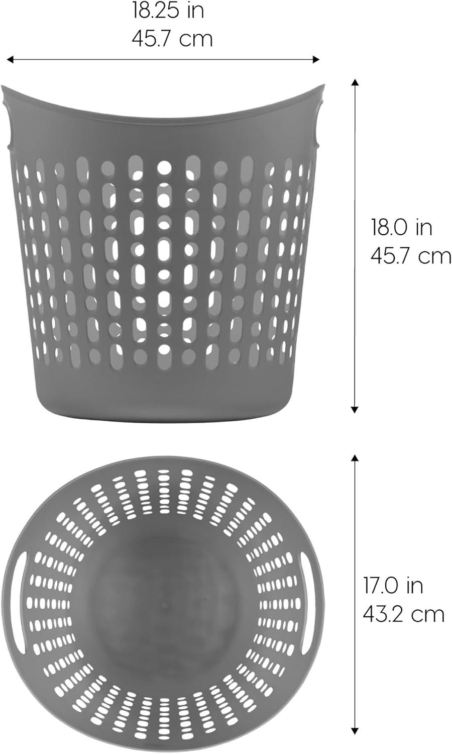 IRIS 3Pack Laundry Basket 40L Durable and Flexible, Portable Round Bin, 1.15 Bushel Hamper for Storage with Ventilation Holes for Closet Dorm, Gray