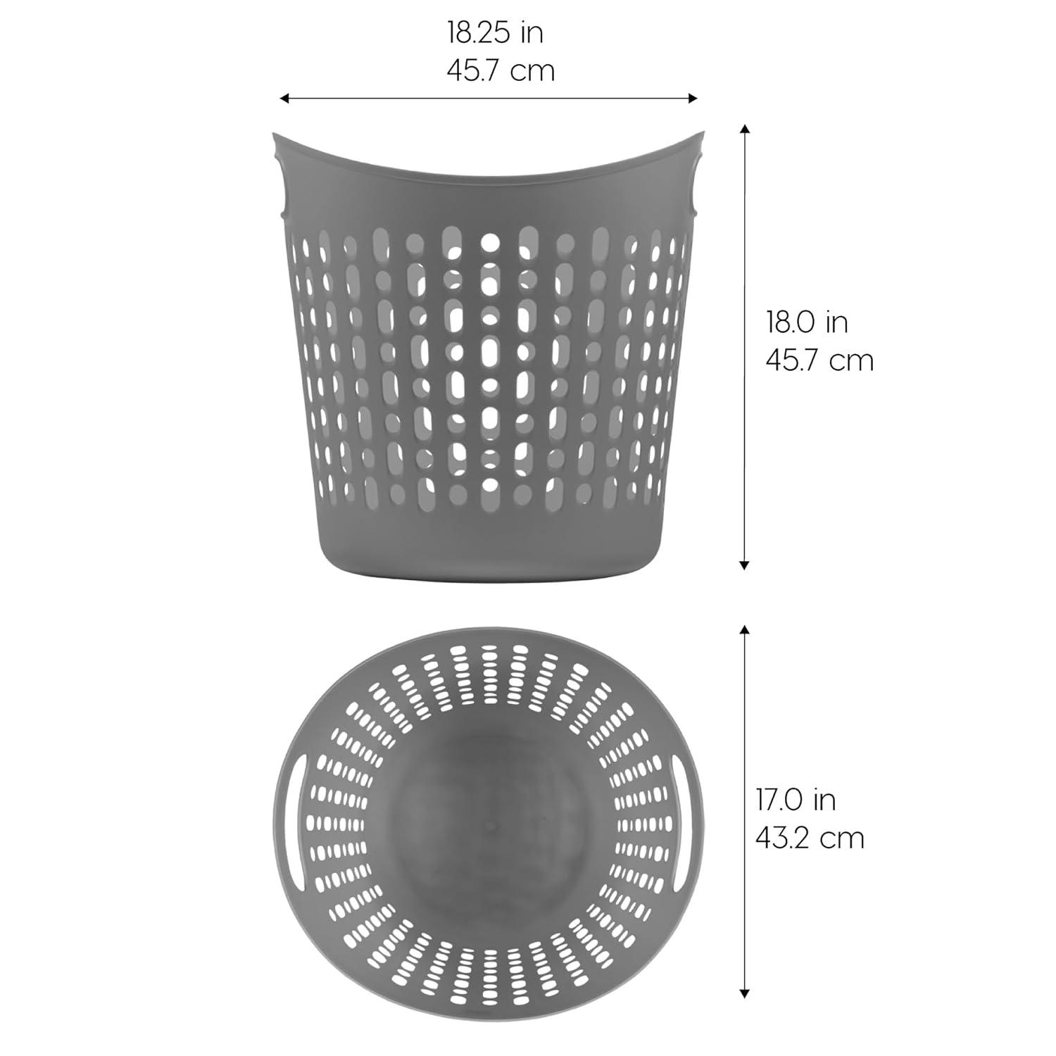 IRIS 3Pack Laundry Basket 40L Durable and Flexible, Portable Round Bin, 1.15 Bushel Hamper for Storage with Ventilation Holes for Closet Dorm, Gray