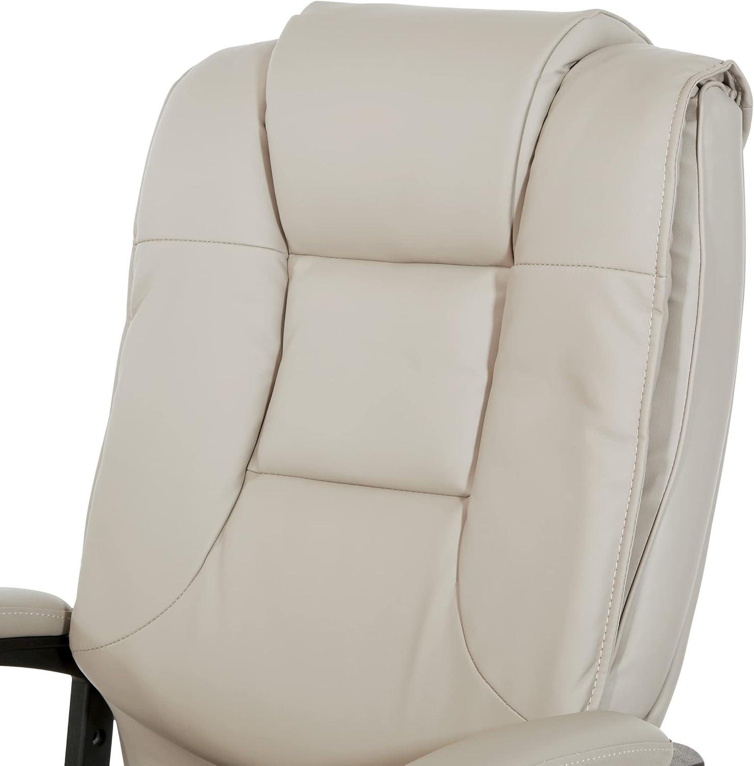 Taupe High Back Leather Executive Swivel Office Chair with Adjustable Arms