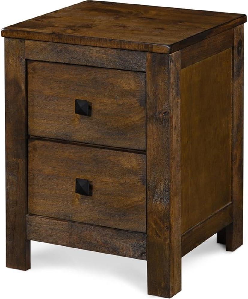 Stratford 2 Drawer Nightstand Classic Brown - Finch: Bedside Storage, Rustic Farmhouse Design