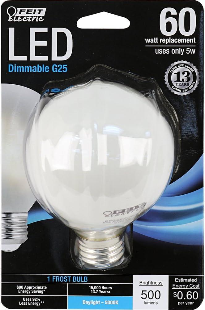 White Frosted Globe LED Light Bulb, 4.3" x 3.1"