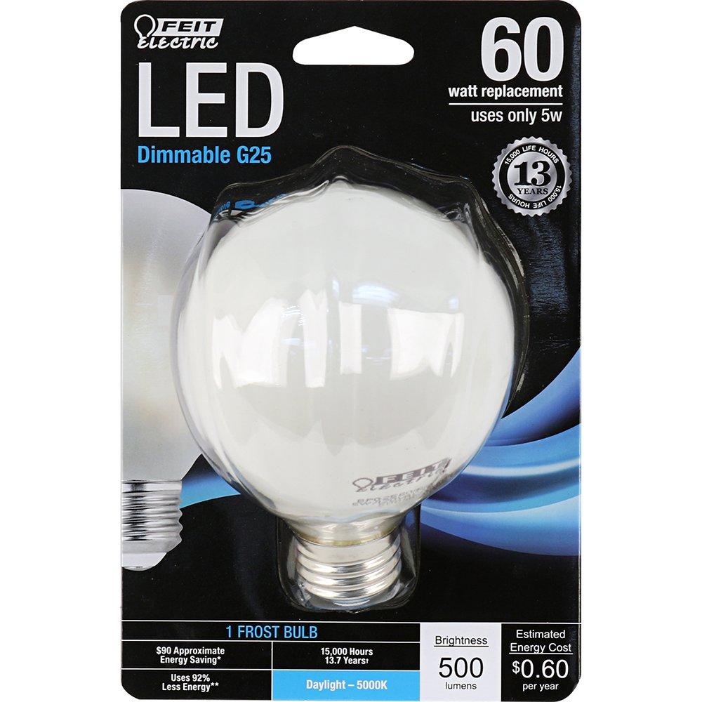 White Frosted Globe LED Light Bulb, 4.3" x 3.1"