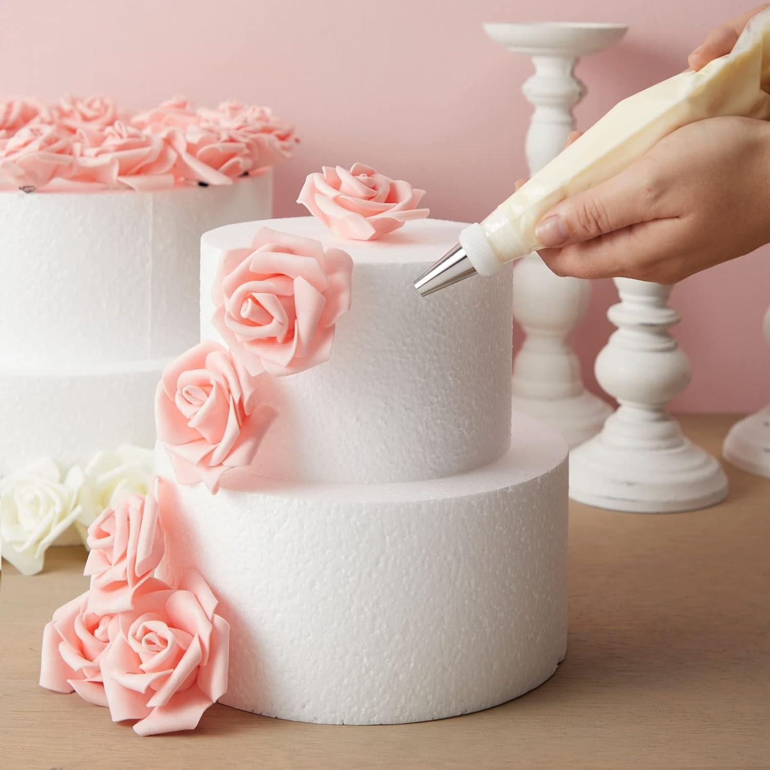 4 Pack Foam Cake Dummy for Decorating and Wedding Display,Sculpture,Modeling DIY Arts,Kids Class,Floral