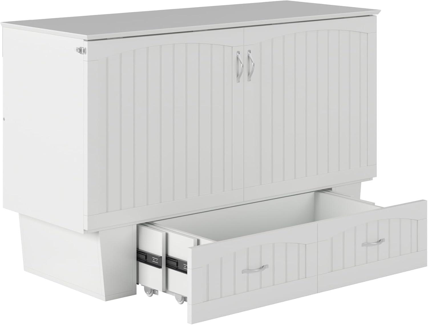 Queen Nantucket Murphy Bed Chest USB Turbo Charger White - AFI
