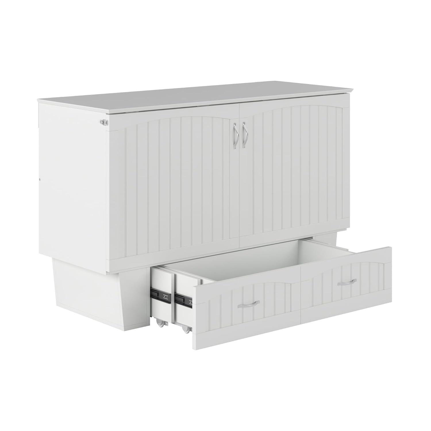 Queen Nantucket Murphy Bed Chest USB Turbo Charger White - AFI