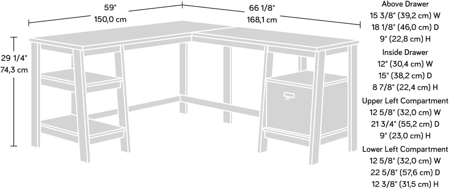 Sauder Trestle L-Shaped Trestle Desk, Vintage Oak Finish
