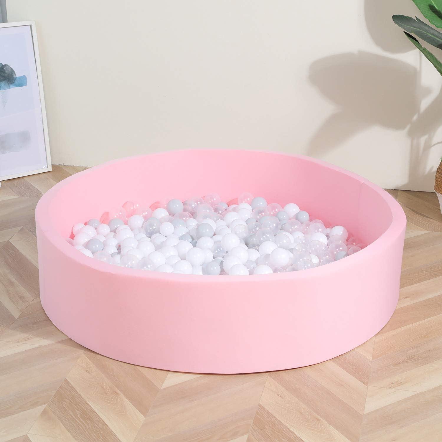 TRENDBOX Extra Large Soft Foam Ball Pit 51.2" x 11.8" (NO Balls) in Large Sponge Round Ball Pool Indoor Round Children Toddler Playpen - Light Pink