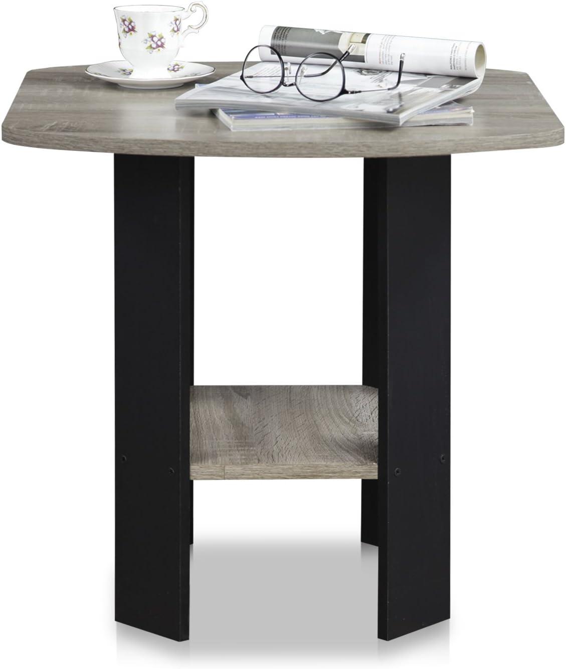 Furinno Simple Design End/SideTable, French Oak/Black