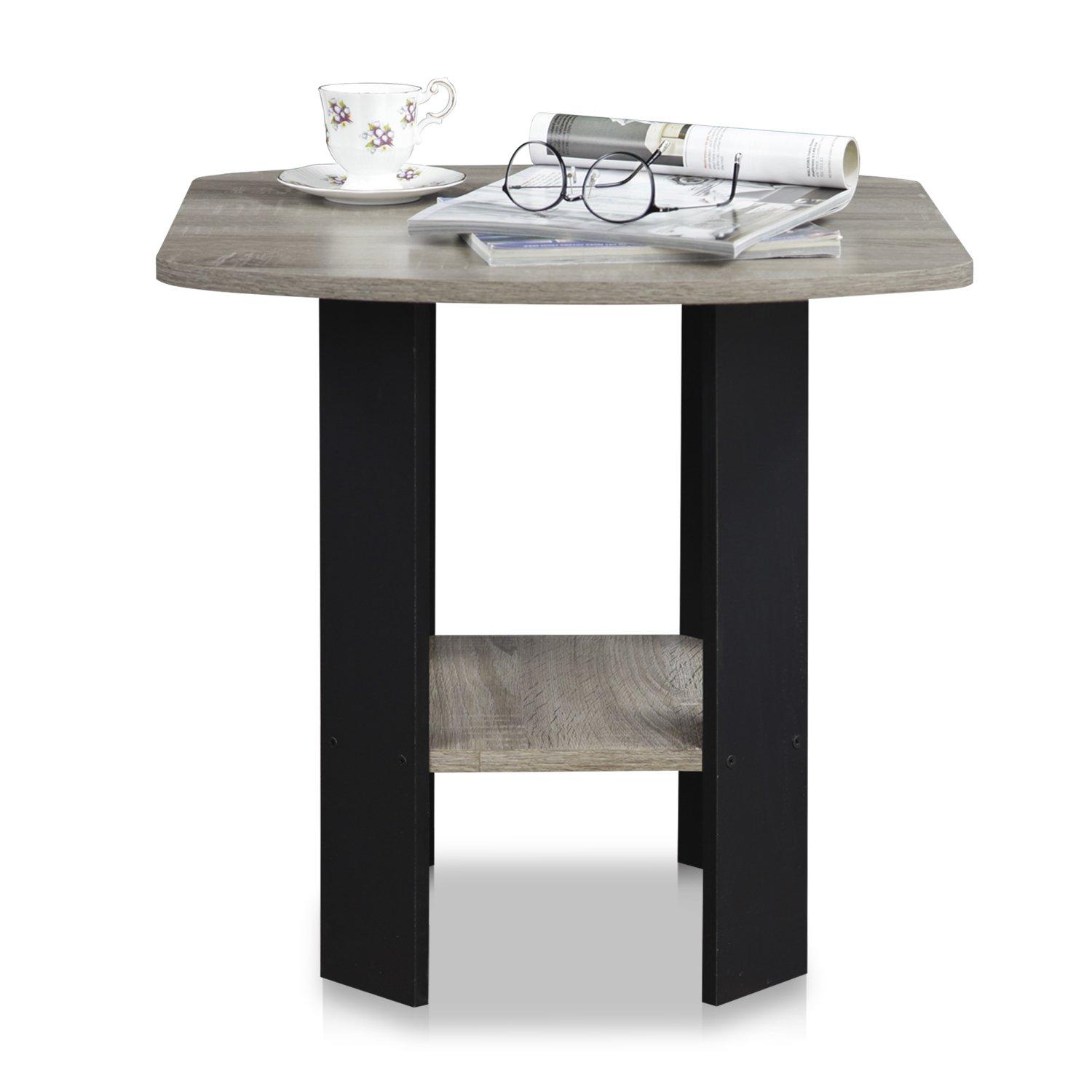 Furinno Simple Design End/SideTable, French Oak/Black