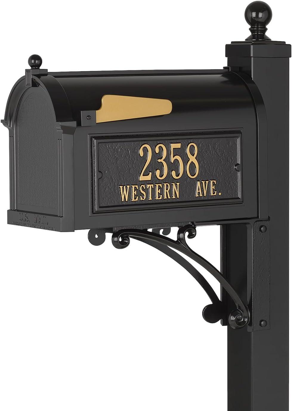 Black Aluminum Capitol Mailbox with Side Address Plaques