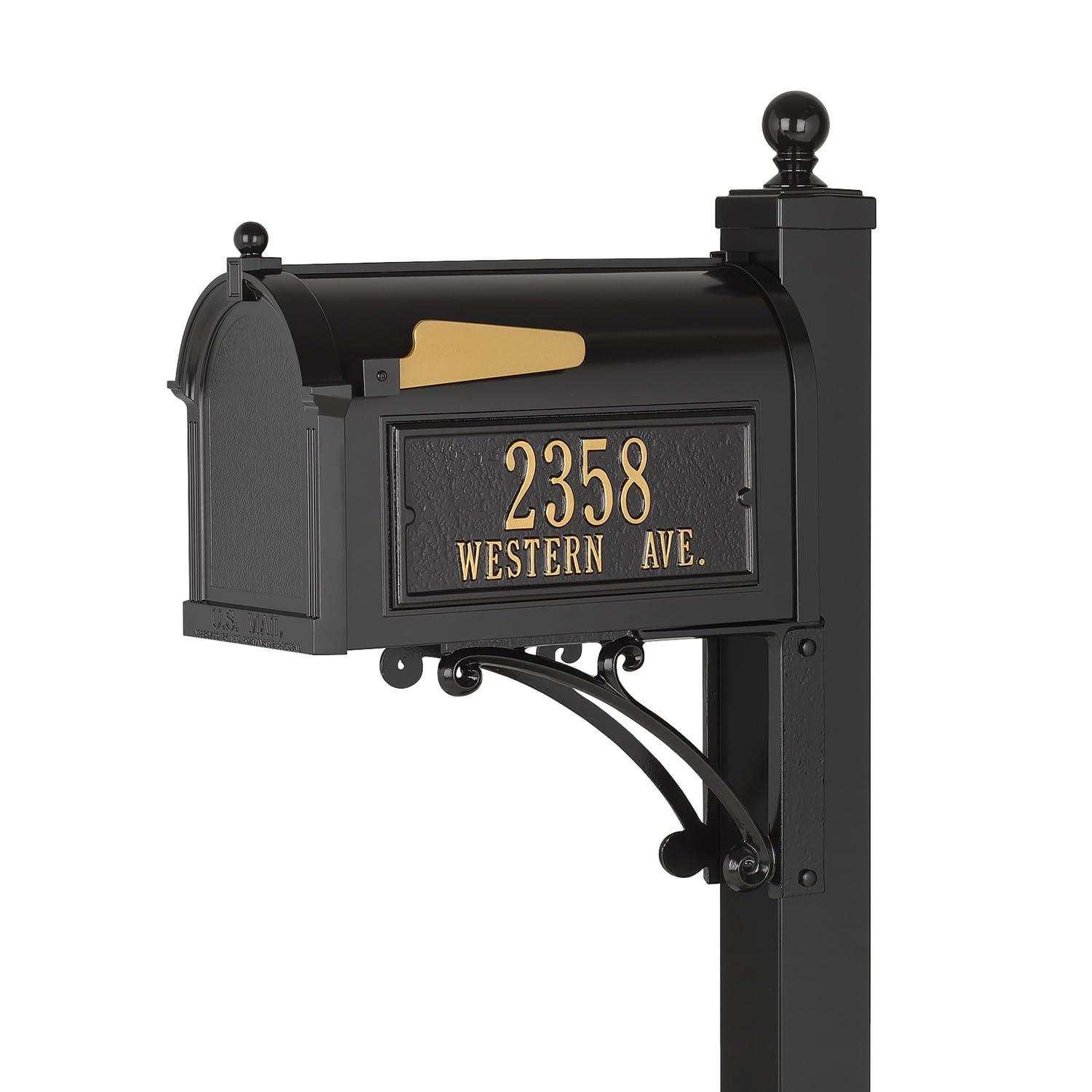 Black Aluminum Capitol Mailbox with Side Address Plaques