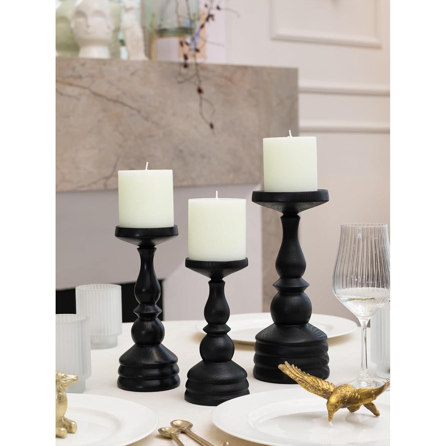 CANDWAX 3x3 Pillar Candle Set of 3 - Decorative Candles Unscented and No Drip Candles - Ideal as Wedding Candles or Large Candles for Home Interior - Ivory Candles Pillar 3x3