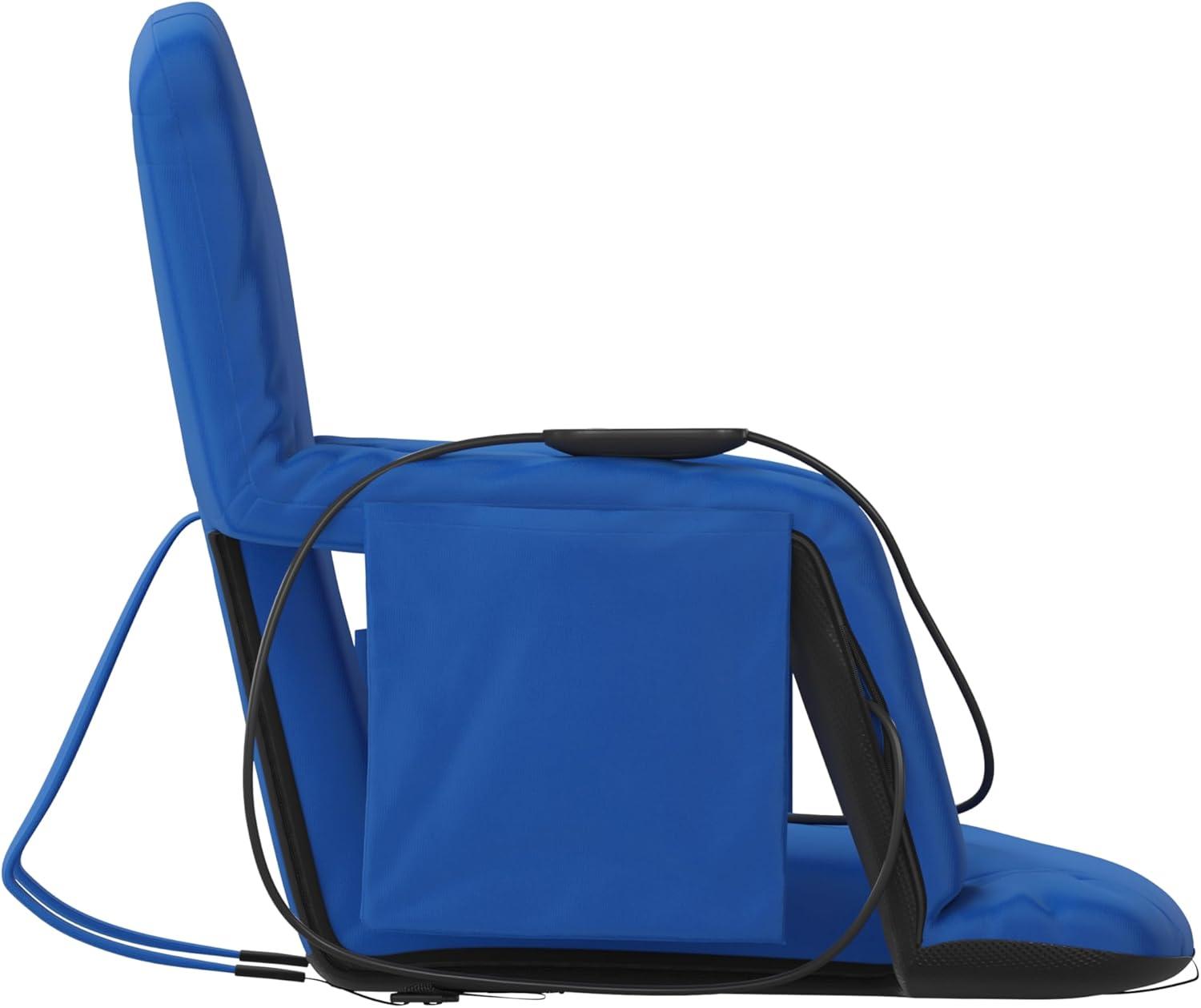Flash Furniture Foldable Reclining Stadium Chair with Backpack Straps and Heated Seat - Blue