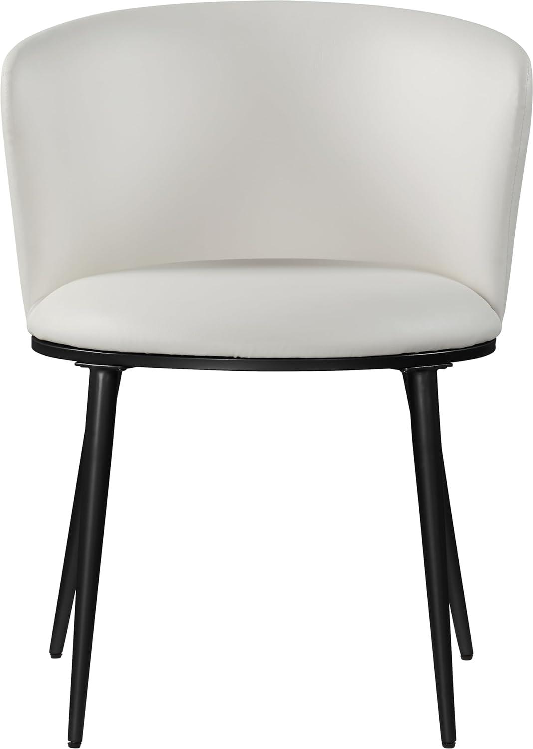 Skylar Contemporary White Faux Leather Rounded Dining Chair