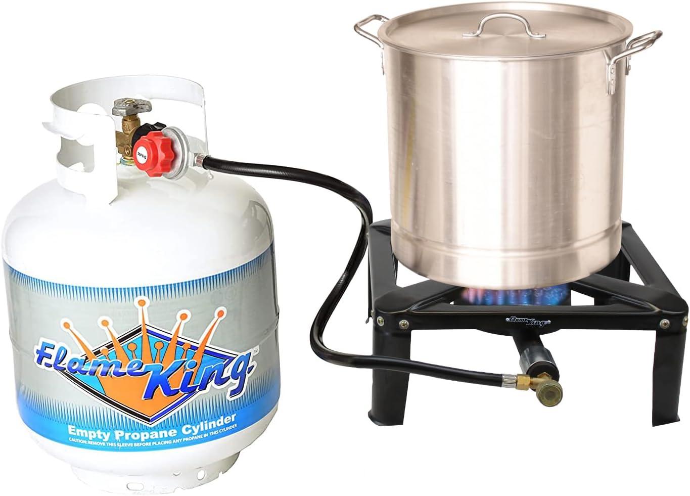 Flame King Portable Gas Stove, Single Burner Propane Stove with QCC1 Type-1 Valve, 120K BTU, 9 lbs