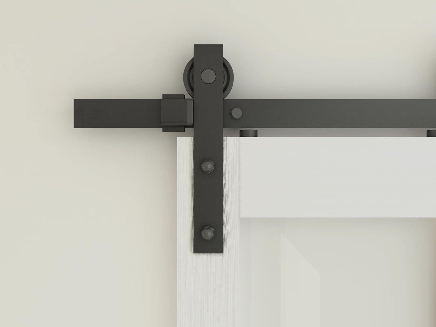 Calhome 3-Lite Tempered Frosted Glass White Finished Composite Double Sliding Barn Door with Hardware Kit Handle