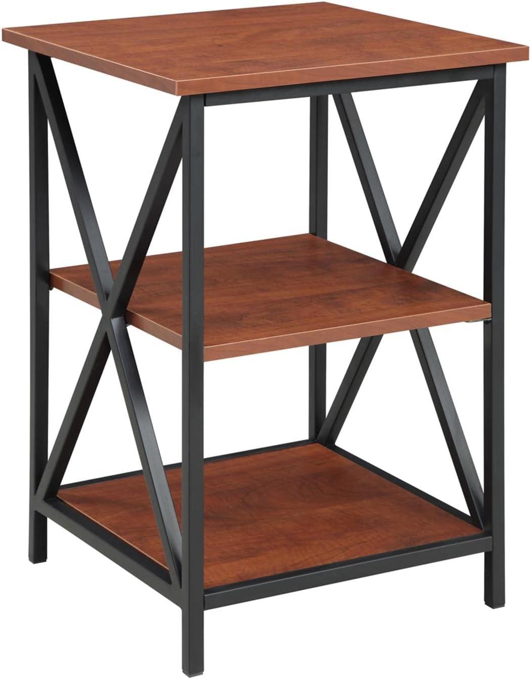 Contemporary Tucson 16'' Black & Cherry 3-Tier End Table