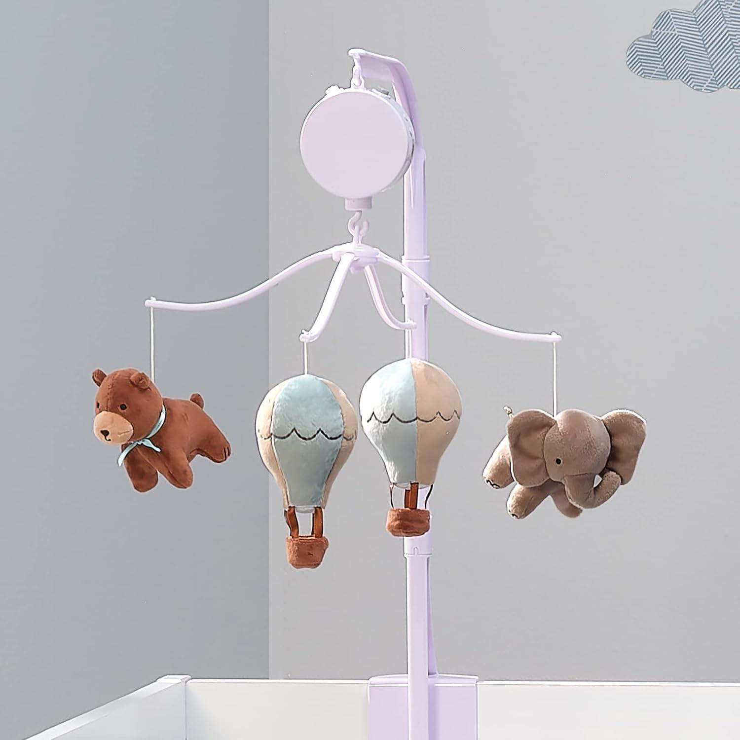 Bedtime Originals Up Up & Away Air Balloon Musical Baby Crib Mobile Soother Toy