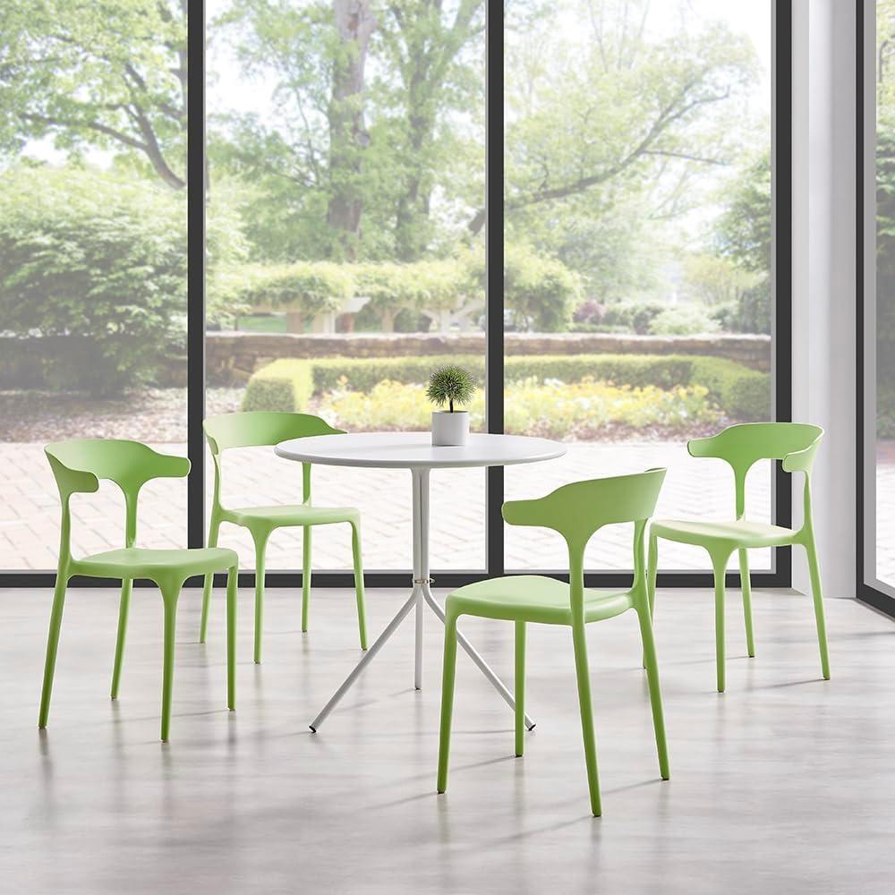 Modern Stackable Dining Chair Set, No Assembly, Plastic Chair, Patio Chair, Suitable for Indoor and Outdoor Cafes and Restaurants, Set of 4 (Pistachio Green)