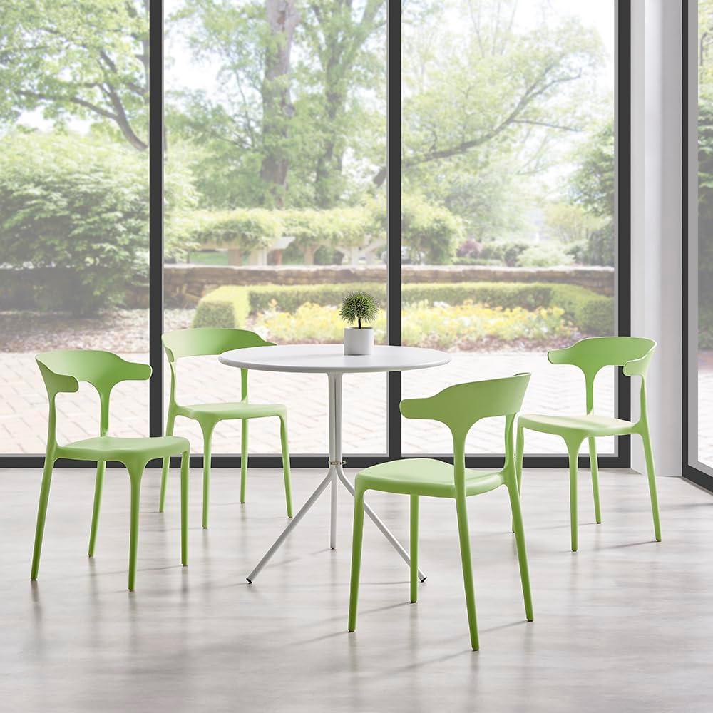 Modern Stackable Dining Chair Set, No Assembly, Plastic Chair, Patio Chair, Suitable for Indoor and Outdoor Cafes and Restaurants, Set of 4 (Pistachio Green)