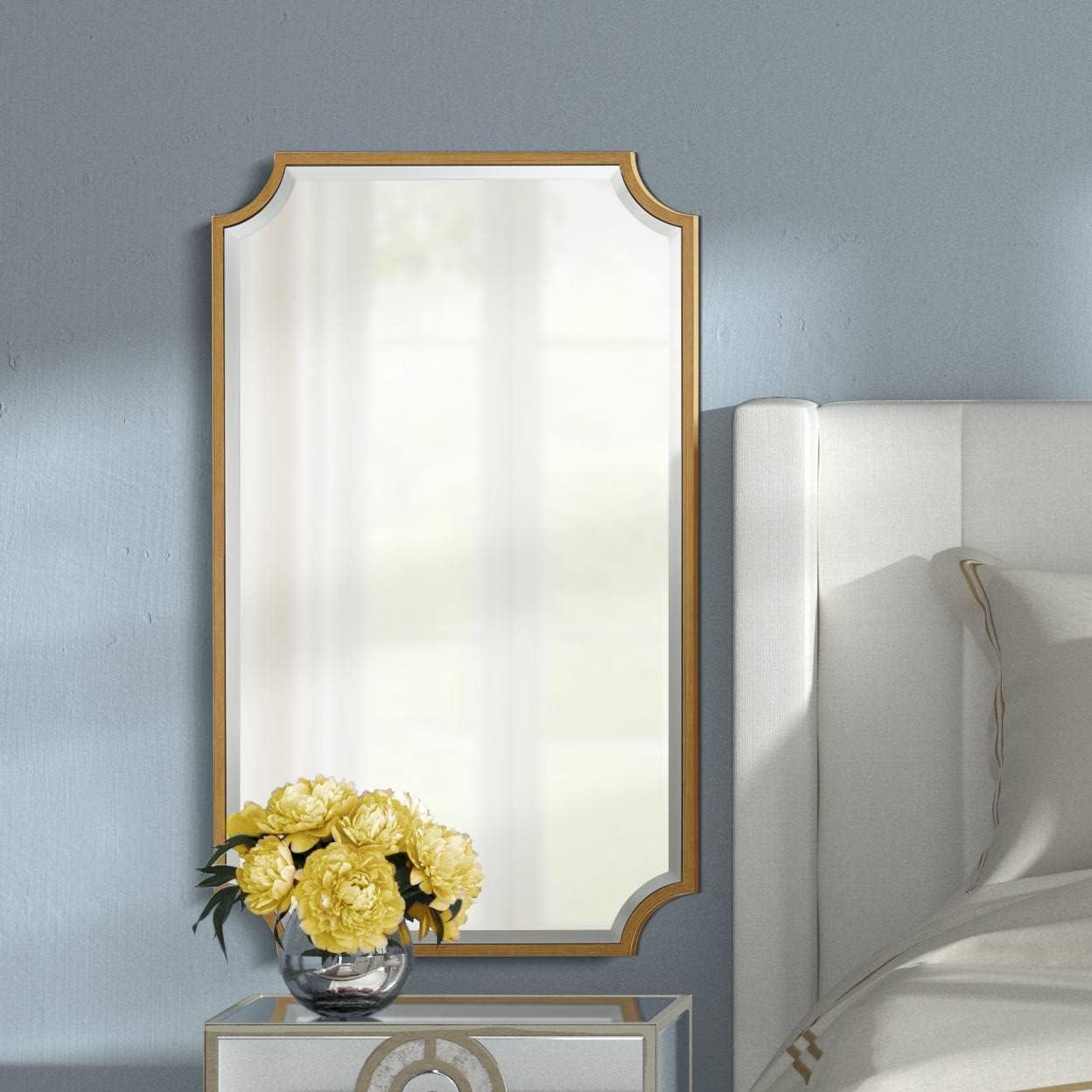 Jacinda Art Deco Inspired Rectangular Wall Mirror in Antique Gold